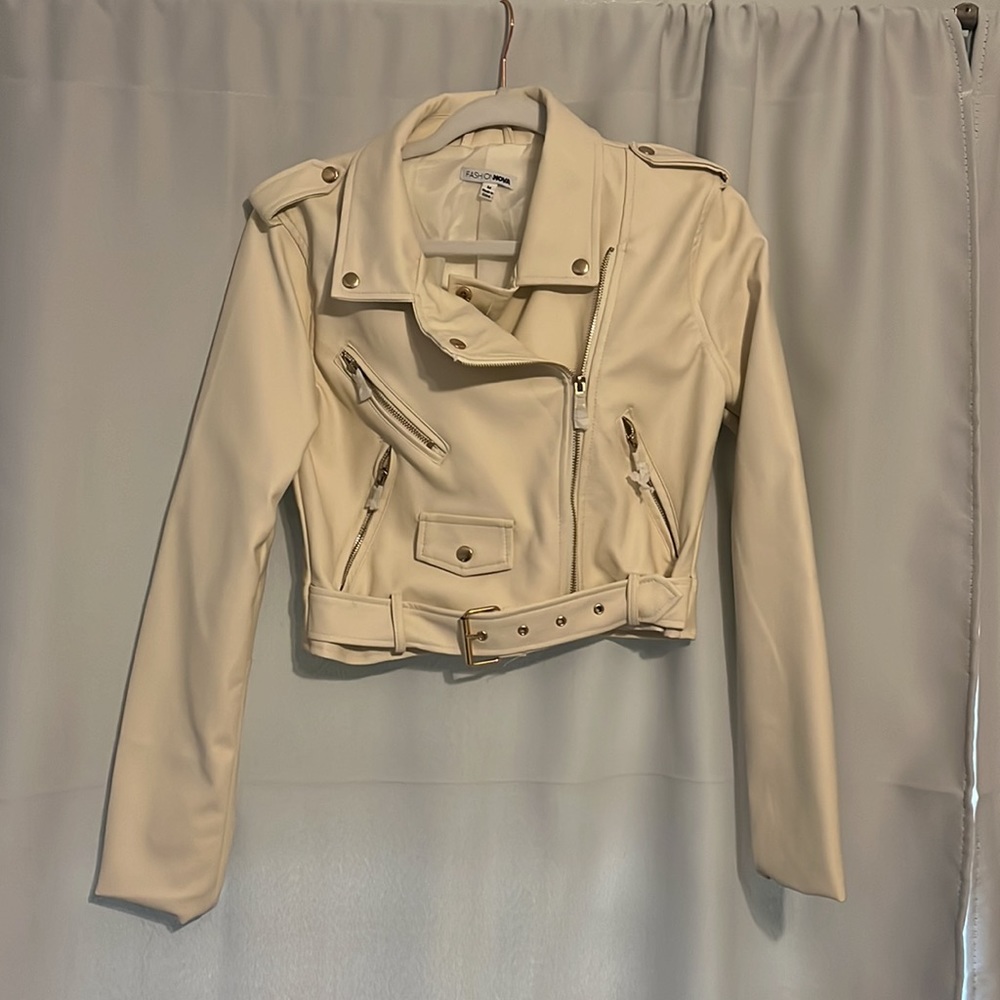 Faux leather moto jacket
